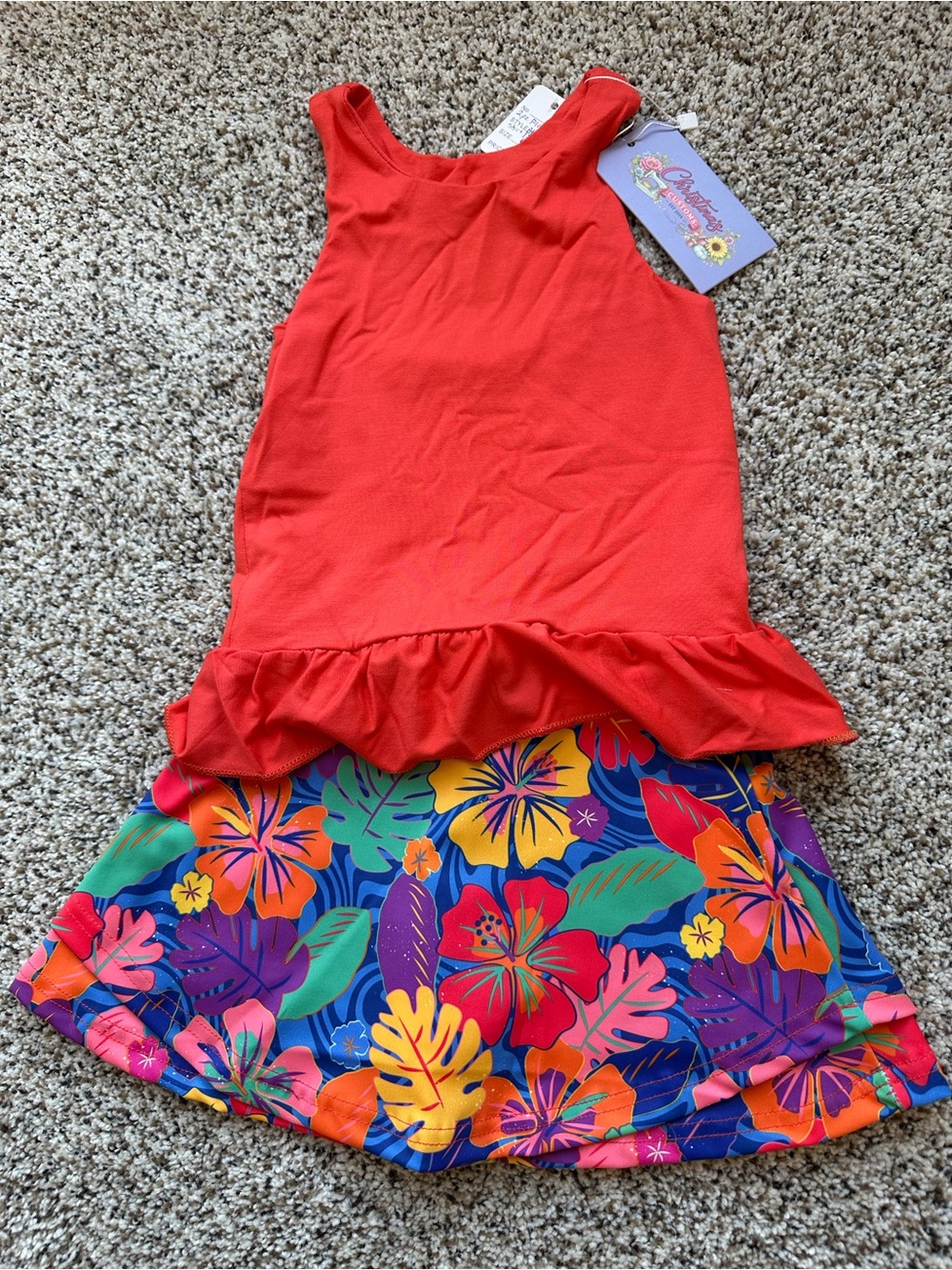 Tank & Tropical Floral Athletic Skirt Matching Set